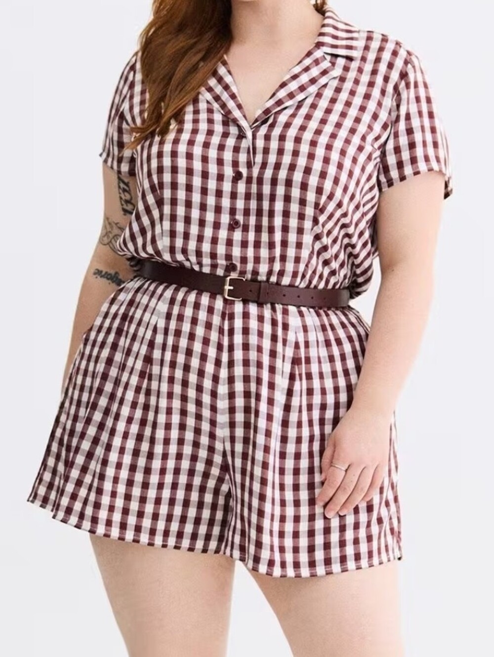 Torrid Retro Chic Gingham Belted Plaid Romper Size 3 EUC Fall Cottagecore